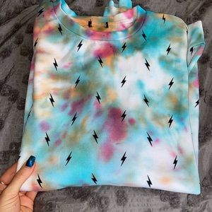 Tie dye lighting bolt sweatshirt